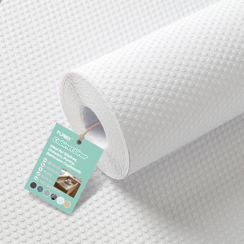 FLPMIX Shelf Liner for Kitchen Cabinets 10" Wide: Non-Adhesive 10"W x 396"L - color: White, size: 10"W x 396"L