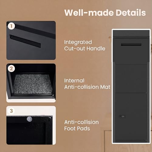 COSTWAY Outdoor Package Delivery Box, 44" Galvanized Steel Parcel Mailbox - size: 14" x 12" x 44"