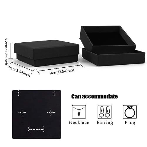 Coobbar Gift Box Necklace Earring Ring Box Gift Box,12 Pieces Square Cardboard Jewelry Gift Boxes,Cotton Filled Cardboard Paper Jewelry Box Gift Case (3.5x3.5x1.25 Inches) (Black) - color: Black