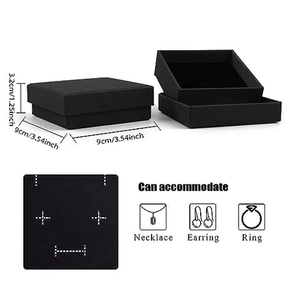 Coobbar Gift Box Necklace Earring Ring Box Gift Box,12 Pieces Square Cardboard Jewelry Gift Boxes,Cotton Filled Cardboard Paper Jewelry Box Gift Case (3.5x3.5x1.25 Inches) (Black) - color: Black
