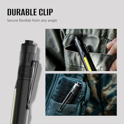 HOKOILN Rechargeable Pen Light, 800LM Dual Beam Flashlight 2 Pack