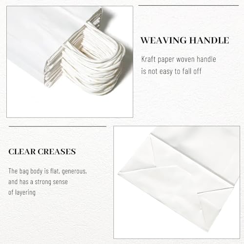 LIHOMR Gift Bags 5.9"x3.15"x8.25", 100pcs Kraft Paper Bag with Handles - color: White, size: 8.25 x5.9x3.15 Inch (Pack of 100)
