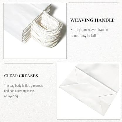 LIHOMR Gift Bags 5.9"x3.15"x8.25", 100pcs Kraft Paper Bag with Handles - color: White, size: 8.25 x5.9x3.15 Inch (Pack of 100)
