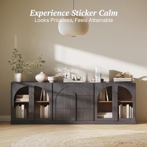 BELLEZE Bijou 3-Piece Modular Sideboard Buffet Cabinet - Ebony - color: Bijou Ebony Aac