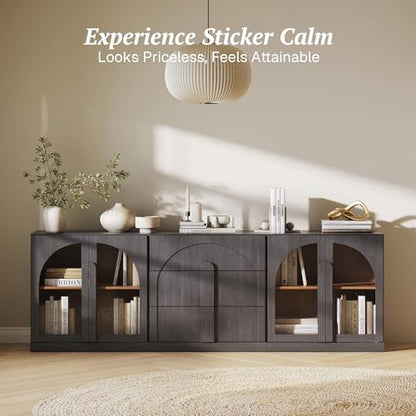 BELLEZE Bijou 3-Piece Modular Sideboard Buffet Cabinet - Ebony - color: Bijou Ebony Aac