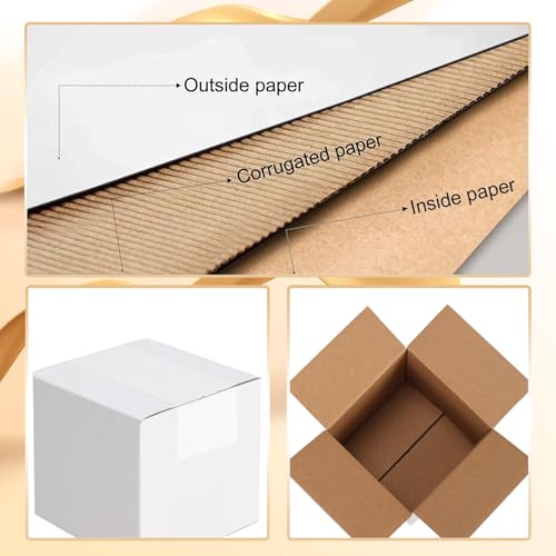 Calenzana 4x4x4 Shipping Boxes Set of 50, Small Corrugated Cardboard Box for Mailing Packing Gifts, White - size: 4x4x4