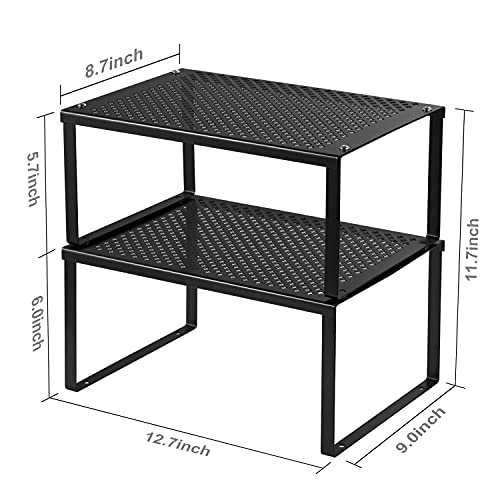 NEX Cabinet Organizer Shelf, Kitchen Counter Shelves Set of 2, Black - color: Black