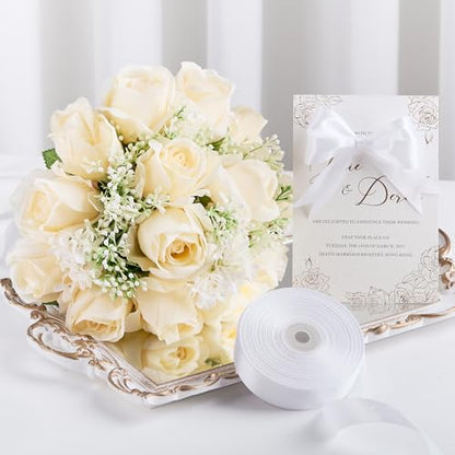 White Satin Ribbon, 1 Inch, 50 Yards - color: white
