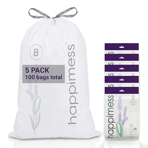 happimess 20-Count Lavender Scented 5.3 Gal Trash Bags, White, Pack of 5 - color: White (Lavender Scented), size: 100 Count (Pack of 1)