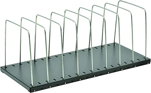 MMF Industries STEELMASTER Adjustable Desk File Organizer Rack | 8 Compartments | Wire Dividers | Black | Scratch & Chip-Resistant Finish | Non-slip Padded Feet | Office Organization