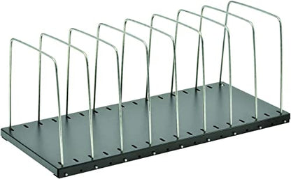 MMF Industries STEELMASTER Adjustable Desk File Organizer Rack | 8 Compartments | Wire Dividers | Black | Scratch & Chip-Resistant Finish | Non-slip Padded Feet | Office Organization