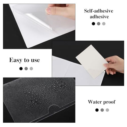 48 Pack Adhesive Index Card Holders, Clear 4 x 6 Label Pockets - size: 48 Pack 4 x 6 Inches