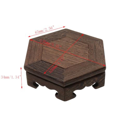 Wooden Display Stand Base 5.31" x 5.31" Wood Carved Craft Pedestal - size: Hexagon, 5.31" x 5.31"