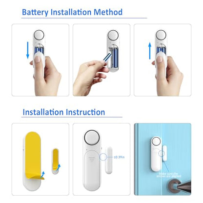 Window & Door Alarm When Opened 2-Pack for Kids Safety/Home Security, White - color: White
