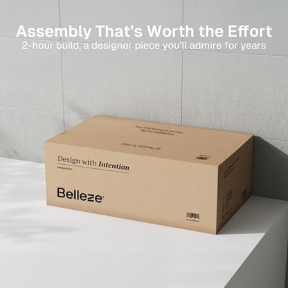 BELLEZE Bijou 3-Piece Modular Sideboard Buffet Cabinet - Camel - color: Bijou Camel Aac