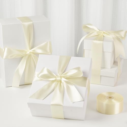 Mauproy Ivory Satin Ribbon, 1-1/2 Inch, 50 Yards - color: Ivory