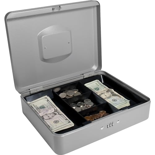 BARSKA 12-Inch Cash Box with Combination Lock , Gray - size: 12 Inch, style: Combo Lock