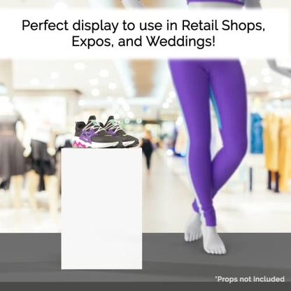 Display Cube Pedestal Art Sculpture Stand 12" x 12" x 18" No Lid White Acrylic One Piece Wedding Flowers Display Stand Trophy Art Figurine Showcase by Marketing Holders - size: 12"w x 12"d x 18"h