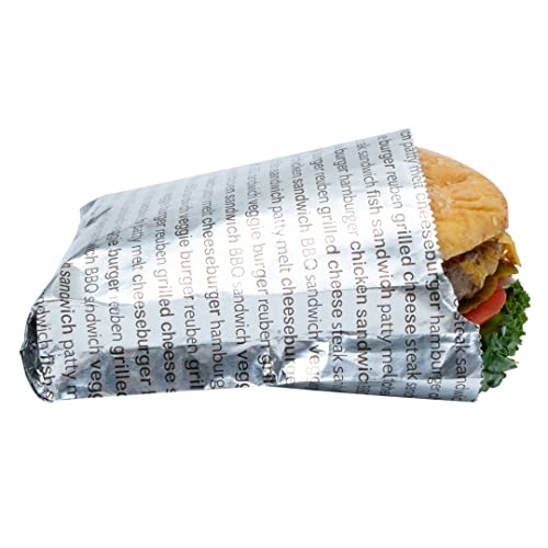 Restaurantware Paper Printed Burger Foil Bag, 5.9 x 1.2 x 6.5 In, 100 Pack - size: 6"