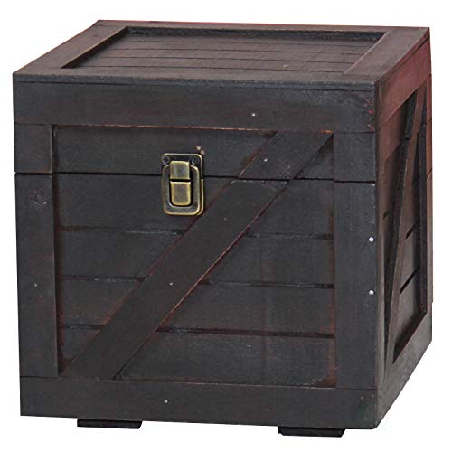 Vintiquewise Stackable Wooden Cargo Crate Style Storage Chest (Black) - color: Black