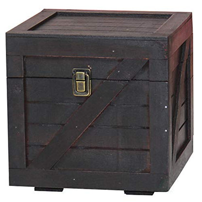 Vintiquewise Stackable Wooden Cargo Crate Style Storage Chest (Black) - color: Black