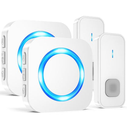SURFOU Wireless Doorbell 2 Buttons 2 Receivers, 1300ft, 55 Chimes 5 Vol