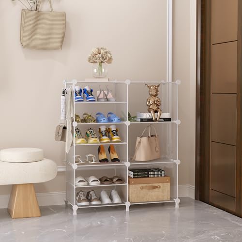 AWTATOS Closet Organizer 6 Cube Storage Shelves, Transparent Twill - color: Transparent Twill