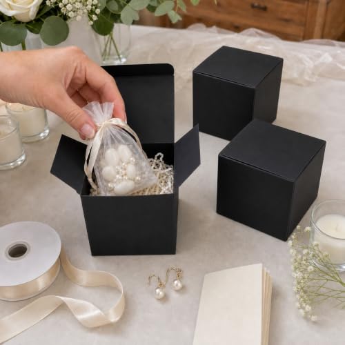 Aosric Black Gift Boxes with Lids 4x4x4 Inch, 24 Pack - color: Black