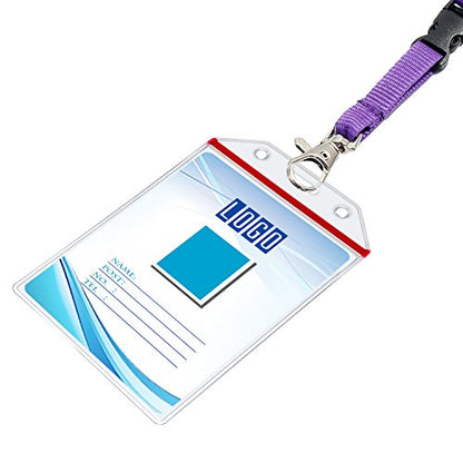 Wisdompro 10 Pack Vertical Thick Clear ID Badge Holder with Ziplock, Red - color: Red Zip, size: 10 Pack Vertical