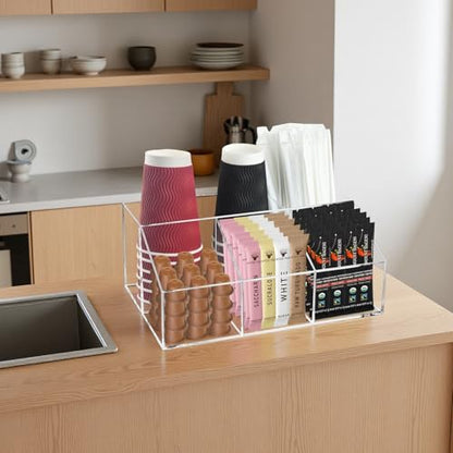 Coffee Tea Station Organizer Sugar Tea Drink Packets Holder for Countertop - color: Clear