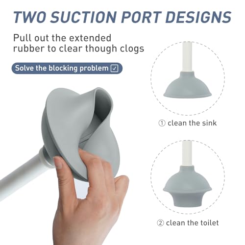 Silicone Toilet Brush Plunger Set, Plunger Toilet Brush Combo - color: Black