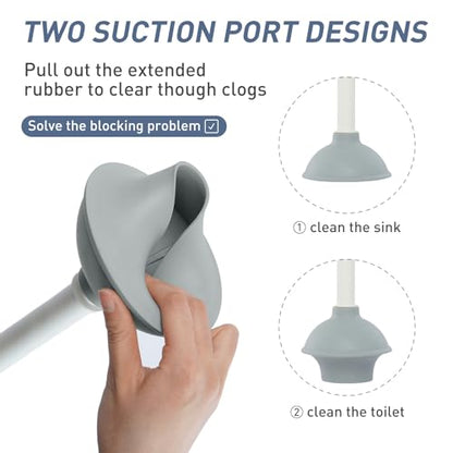 Silicone Toilet Brush Plunger Set, Plunger Toilet Brush Combo - color: Black
