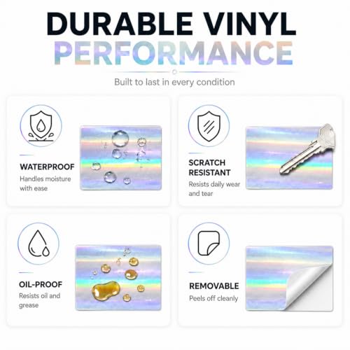 Holographic Silver Thermal Label 2 × 3 Inch Vinyl Sticker 200 PCS - color: Holographic Silver, size: 2 × 3 Inch