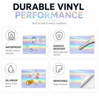Holographic Silver Thermal Label 2 × 3 Inch Vinyl Sticker 200 PCS - color: Holographic Silver, size: 2 × 3 Inch