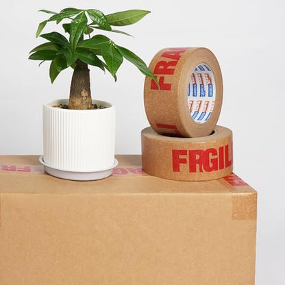 ADHES Fragile Tape, Biodegradable Kraft Paper Tape - 2in x 55yds, 3 Rolls