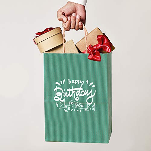 BagDream Small Gift Bags with Handles 5.25x3x8 Inch Sage Green 100 Pcs Bulk - color: Green