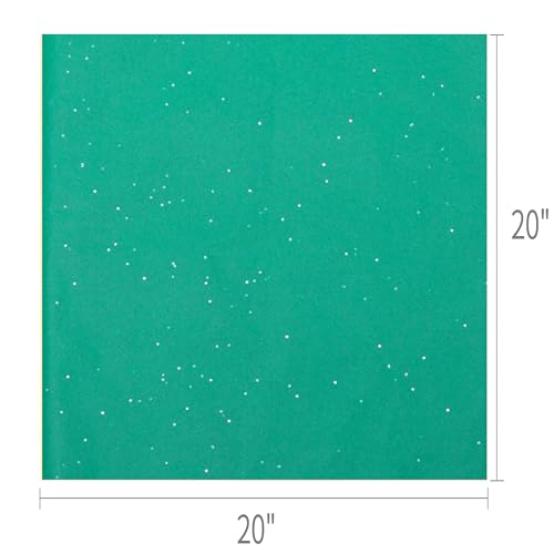 SUNCOLOR 36 Sheets Glitter Green Tissue Paper, 20 x 20 inch Sparkly Wrapping Paper for Gifts, Crafts, Christmas, Packaging, St. Patrick’s Day, DIY Art Projects - color: Green
