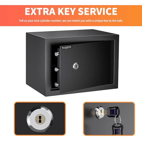 WASJOYE Cabinet Safe with Key for Money, 1.2 Cu Ft Key Lock Box - size: 1.2 Cu Ft Black