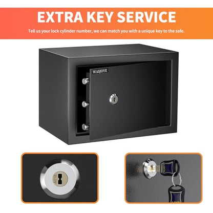 WASJOYE Cabinet Safe with Key for Money, 1.2 Cu Ft Key Lock Box - size: 1.2 Cu Ft Black