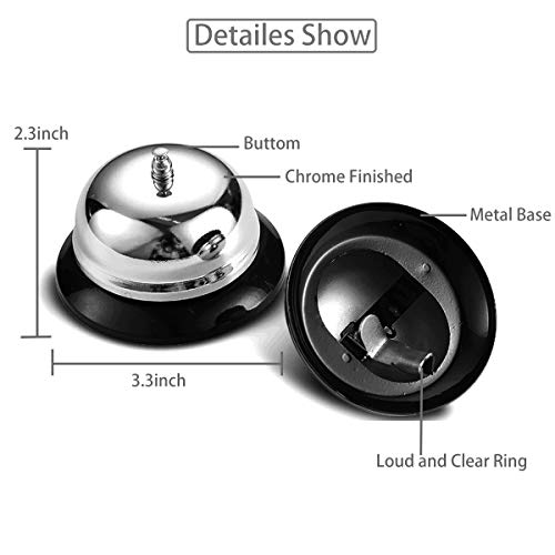 iRIIRIO 1pc Desk Service Ring Bell Metal Call Bell Desk Bell Service Bell for Hotel School Restaurant Reception Area Hospital Warehouses(Silver)