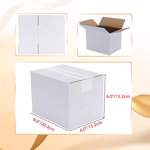 Calenzana 8x6x6 Shipping Boxes Set of 40, White Corrugated Cardboard Box for Mailing Packing Gifts Small Business - size: 8x6x6, style: 40 Pack