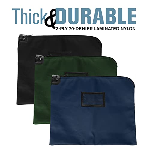 BankSupplies HIPAA Locking Courier Bags Forest Green 19W x 15H Laminated Nylon Fabric Metal Pop Up Lock