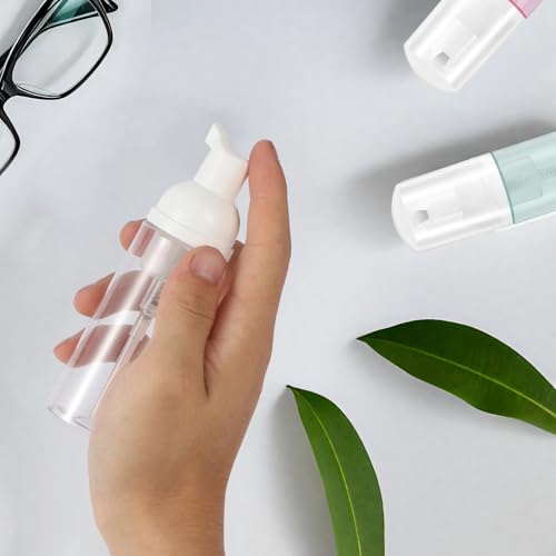 3pcs 2oz Small Size Mousse Plastic Travel Foam Pump Bottle Dispenser - color: Clear+green+pink