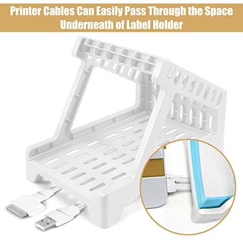 Ctemnpho Large Label Holder for Rolls & Fan-Fold Label Basket Stand for Desktop Printer (White, Large) - color: White