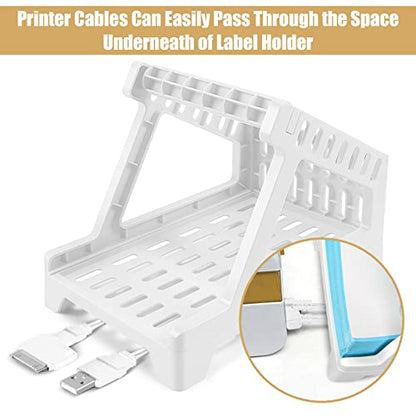 Ctemnpho Large Label Holder for Rolls & Fan-Fold Label Basket Stand for Desktop Printer (White, Large) - color: White