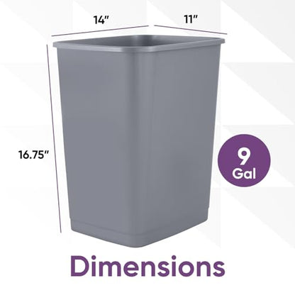 Superio Kitchen Trash Can 9 Gallon Slim Waste Bin 37 Qt Durable Plastic, Fit Small Spaces, Office, Bathroom, Under Counter (2, Grey) - color: 2, Grey, size: 9 Gallon
