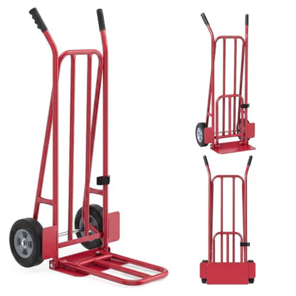Goplus Hand Truck Dolly, Heavy Duty Metal Moving Dolly Cart - color: Red