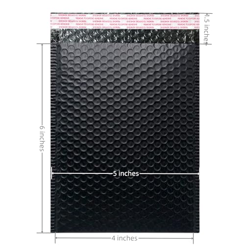 Bubble Mailers 4x6 Inch 50 Pack Small Padded Envelopes Bags (Black) - color: Black, size: 4X6 Inches