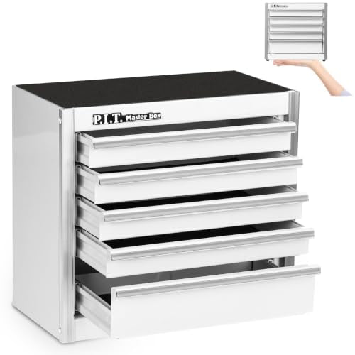 P.I.T. Mini Tool Box,Small Metal Toolbox Organizer with 5 Drawers,White - color: White, size: 5-Drawer
