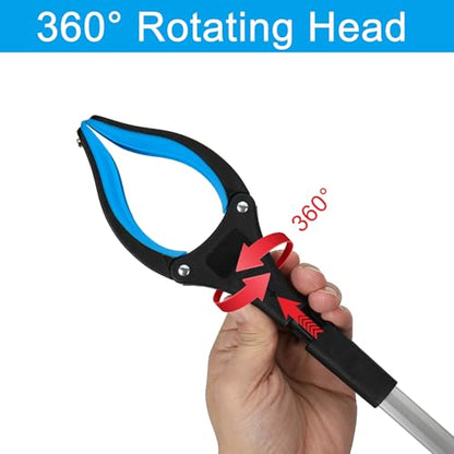 6-Piece Reacher Grabber Set - 32" Foldable Aluminum Pickup Tool with Swivel Claw & Magnet (4 Pack) + 16" Stainless Steel & 12" Iron Mini Grabbers, Heavy Duty Trash Picker & Garden Nabber - color: 32"blue&yellow&orange+16"gray+12"black - 6pack